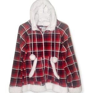 Frankie & Johnny Buffalo Plaid Checkered Hoodie Jacket Coat Sweater Red Black S